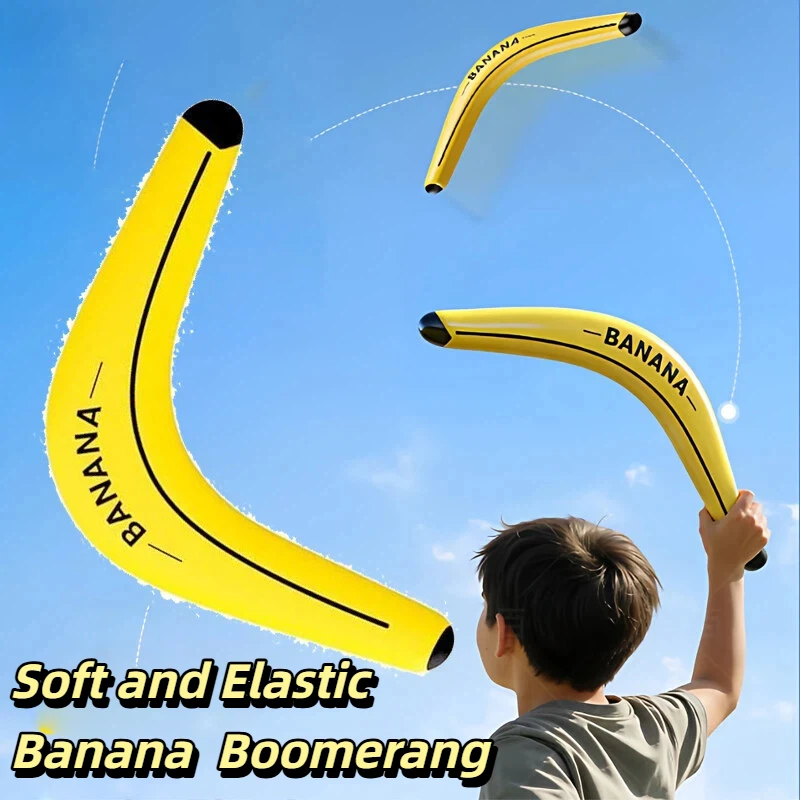 Elastic Boomerang Sports Throwback Banana V Shaped Boomerang Soft Flying Disc Outdoor Interactive Game Safe Throw Dart Gift