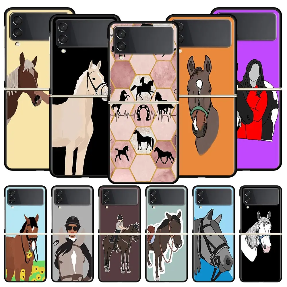 Frederik The Great beauty horse Phone Case for Samsung Galaxy Z Flip 3 4 5 Black Folding Mobile Shell Hard Coque Protect Cover