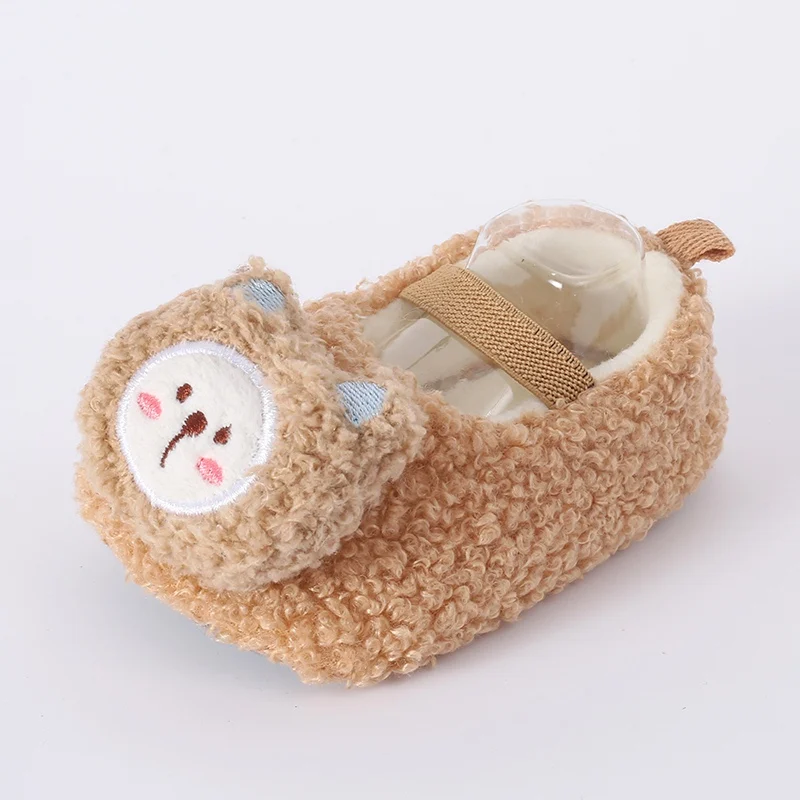 

Cute Warm Lambwool Baby Boys Girls Shoes Thick Cotton Plush Elastic Newborn Boots Non-slip Soft Soled First Walkers 0-12Months