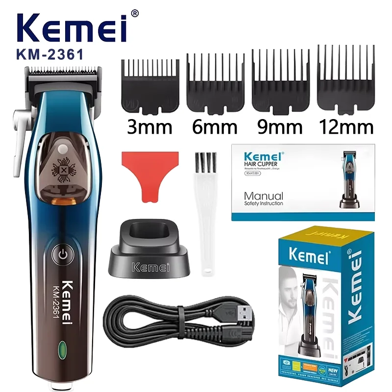 Kemei-cortadora de pelo profesional KM-2361 para hombre, máquina de corte de pelo recargable, ajustable, 10000 RPM
