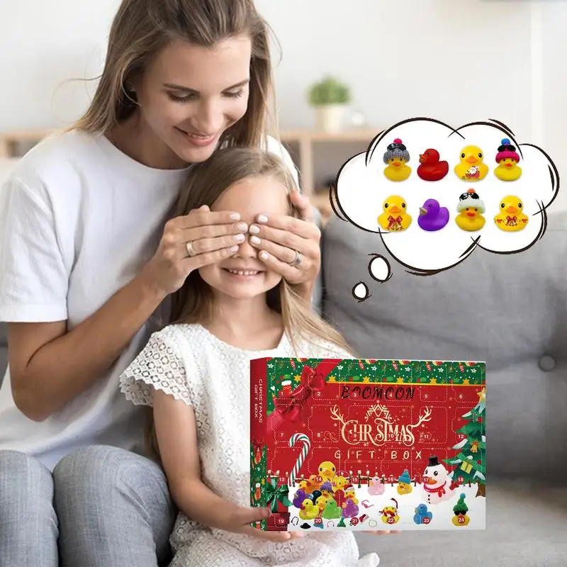 Calendario de Adviento de Navidad 2023, caja ciega de pato de goma, baño de cuenta regresiva de 24 días, pequeño pato amarillo, regalo sorpresa para niños y niñas