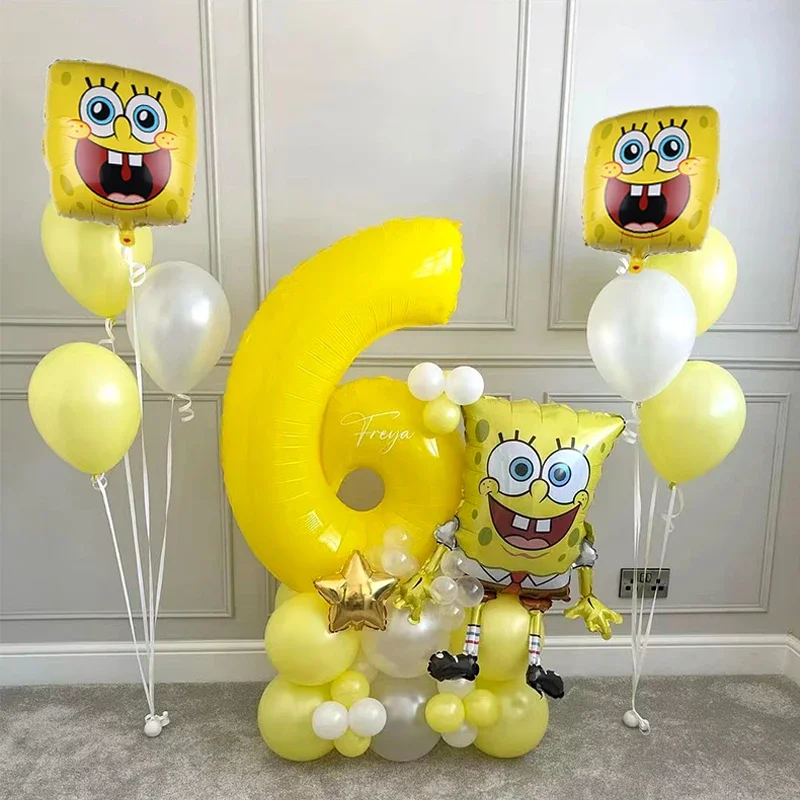 طقم كرتون سبونجبوب سكوير بانتس من اللاتكس ، لوازم حفلات أعياد الميلاد للأطفال ، ديكور حفلات حمام الطفل #1