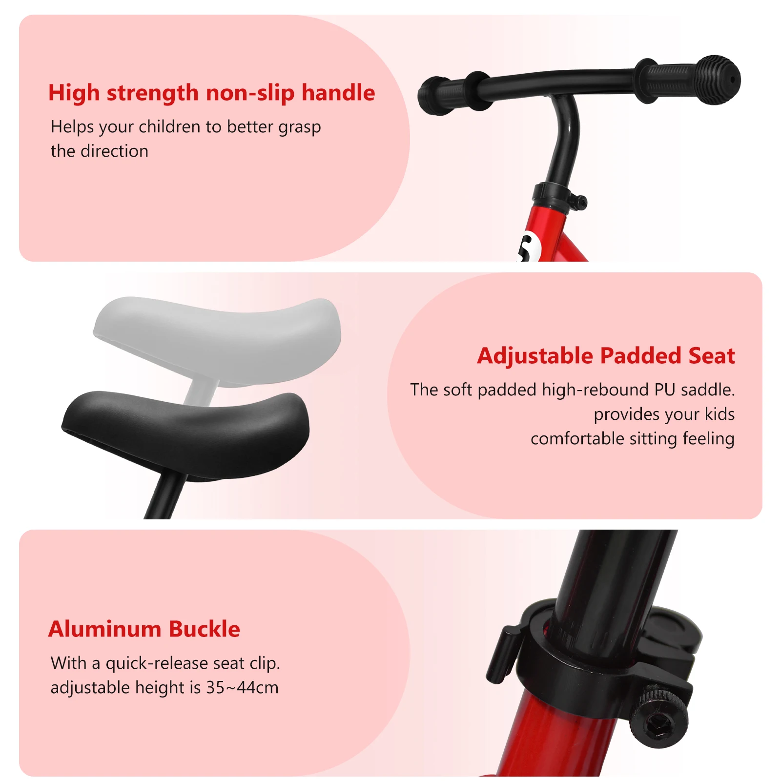 Balance Bike, vélo léger pour tout-petits pour garçons de 3 à 6 ans, sans pédales pour enfants avec guidon et siège réglables, cadeau d'anniversaire