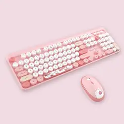 Keyboard and Mouse Combo, Colorful Wireless Keyboard with Round Keycaps,2.4GHz Dropout-Free Connection for PC/Laptop/Computer