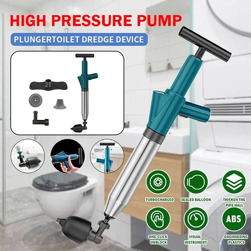 High Pressure Air Drain Blaster Clog Dredge Clogged Remover Toilet Plunger Bathroom Kitchen Sink Drain Blaster Cleaning Tools