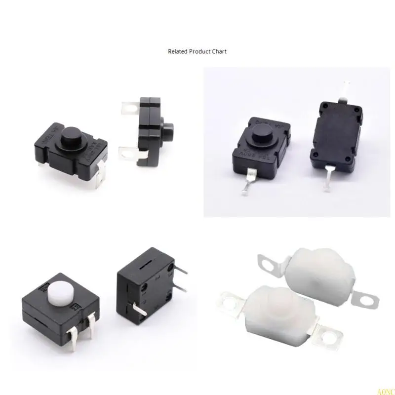A0NC 10 peças Black Turning Mini On/Off Switch Auto-bloqueio interruptor botão bloqueio durável