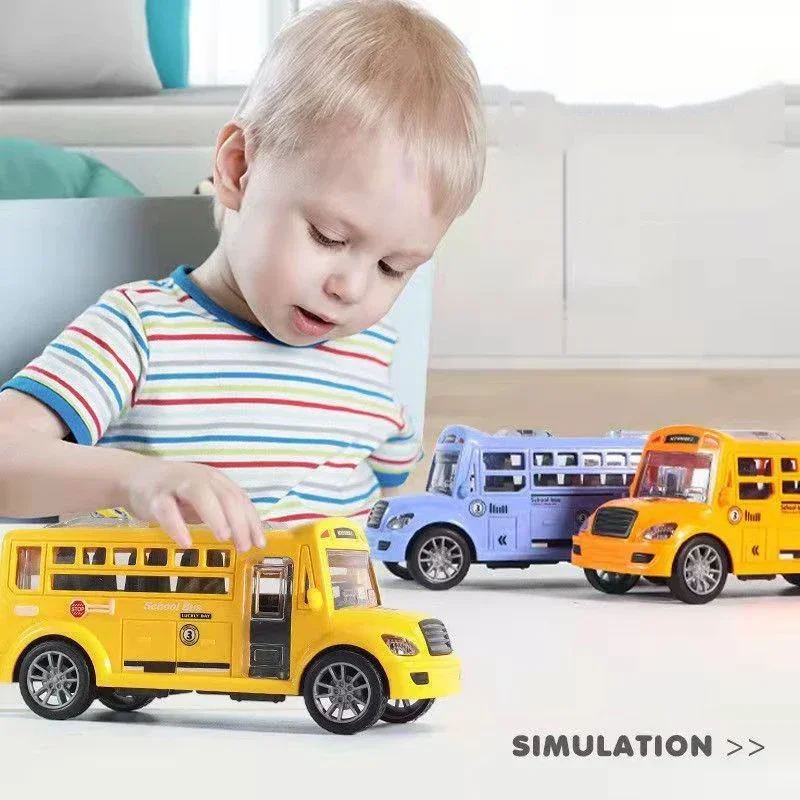 School Bus Model Car For Children Toys, Kids Educational Toy Cars, Miniature Game Vehicle Inertia Wheel, Boys Birthday Gift