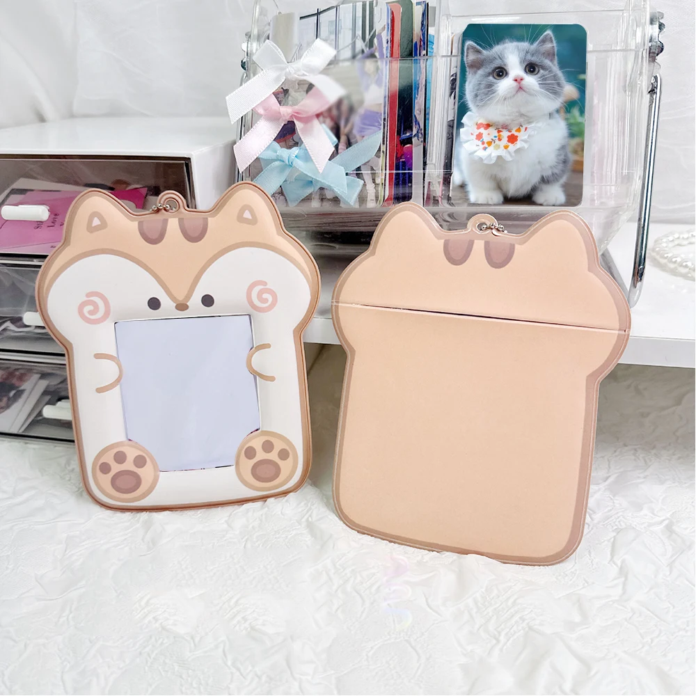 Creative 3 Inch Cute Animal Card Holder Photocards Protector Girl PVC  Bag Pendant Key Chain Photo Sleeves Lovely Soft Cartoon