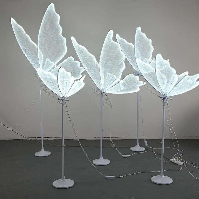 

Luxury White Light Emitting Diode Wedding Giant Lighting Butterfly Guide Light Walkway Decoration Floral Set Wedding Decoration