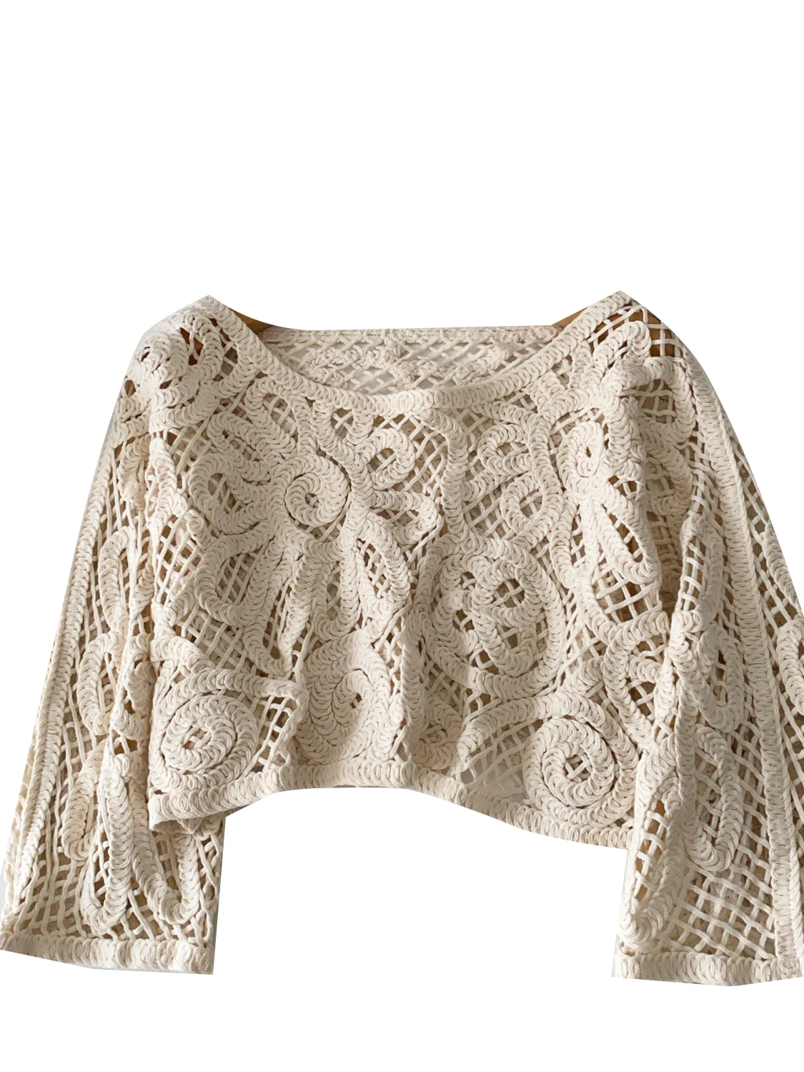 Тяжелый вязаный топ в стиле ретро, женский модный винтажный дизайн с открытыми крючками, повседневный V-Ne Long Sve Autumn irt