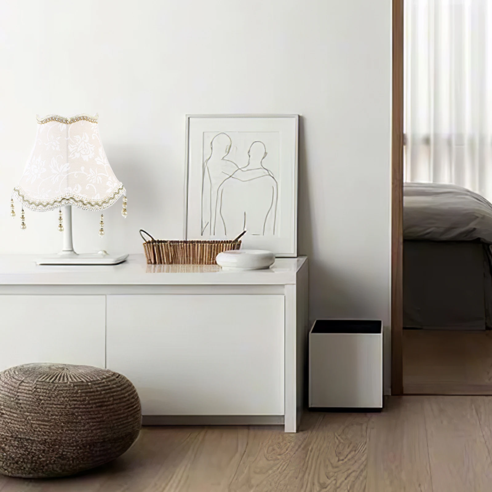 

Macrame Lamp Shade Beads Durable Material Vintage Style Table Light Shade Lamp Cover for Living Room Bedroom Light Shades