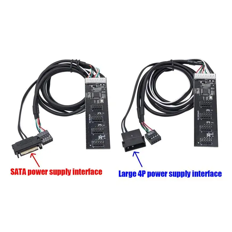USB Adapter USB Splitter 9Pin To 4x 9Pin Splitter To 8 Port USB2.0 HUB Riser Card With 60cm Extension Cable For Desktop Computer