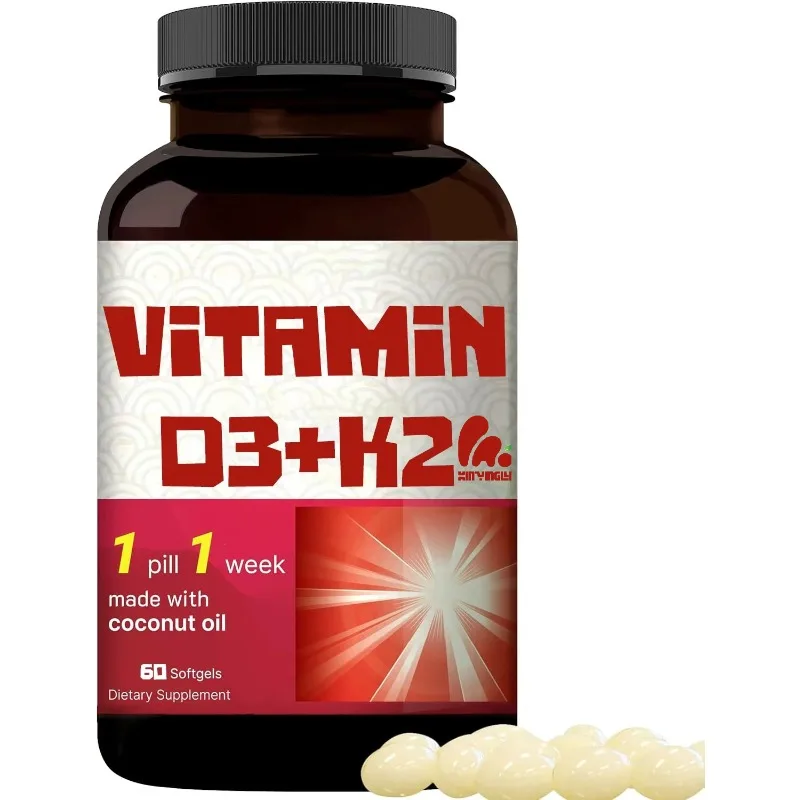 

Vitamin D3 50000 IU+K2 200 mcg, 60 softgel capsules for bone immune health support