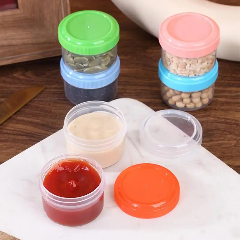 6pcs Condiment Containers with Lids Salad Dressing Container Chutney Chili Sauce Cups Airtight Stackable Leakproof Sauce Box