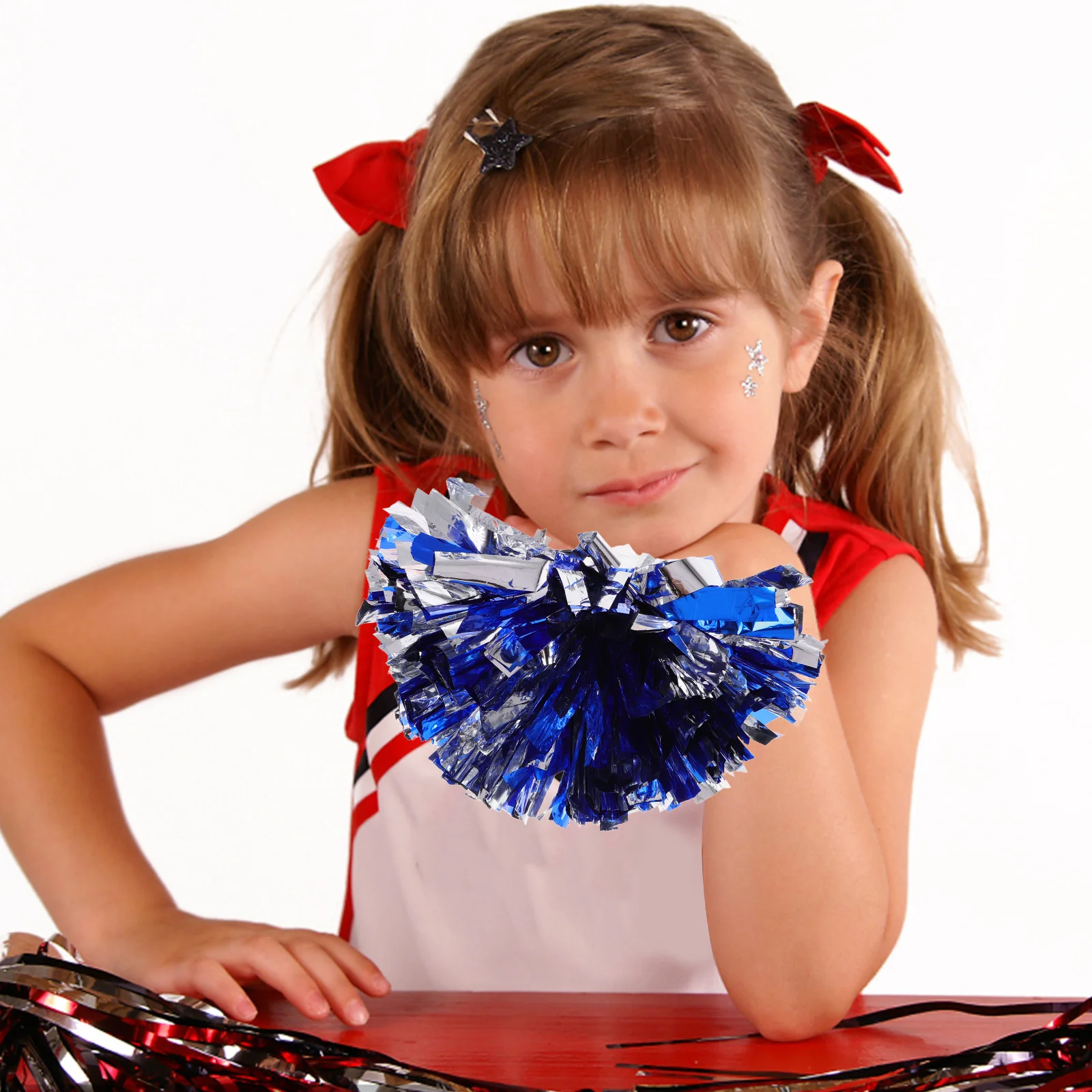 

Navy Blue Silver Cheerleading Poms Vibrant Colors Soft Comfortable Materials Adults Sports Events Dance Cheering Supplies