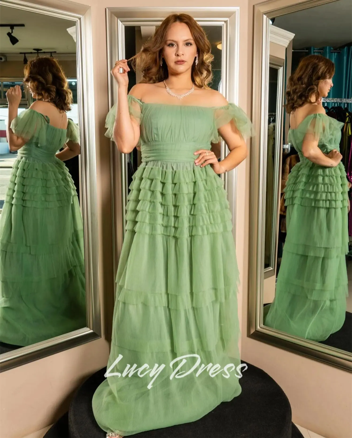 Lucy Aangepaste Afstudeerjurk Damesjurken voor speciale gelegenheden Groene baljurken Bruiloftsjurk Sharon Happy Dresses