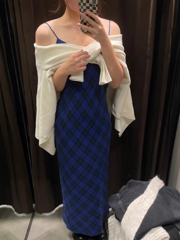 women's blue gingham dress Blue Gingham Midi Dress