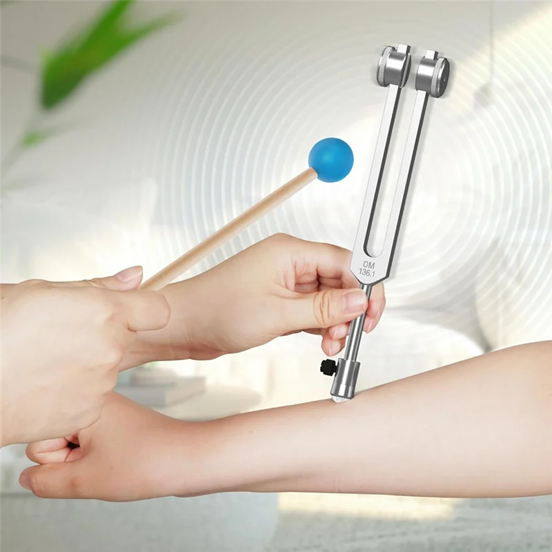 -A25M Tuning Fork Set OM136.1Hz 256Hz Chakra Tuning Energy Forks With Natural Gemstone Feet Suitable For Sound Therapy,Yoga