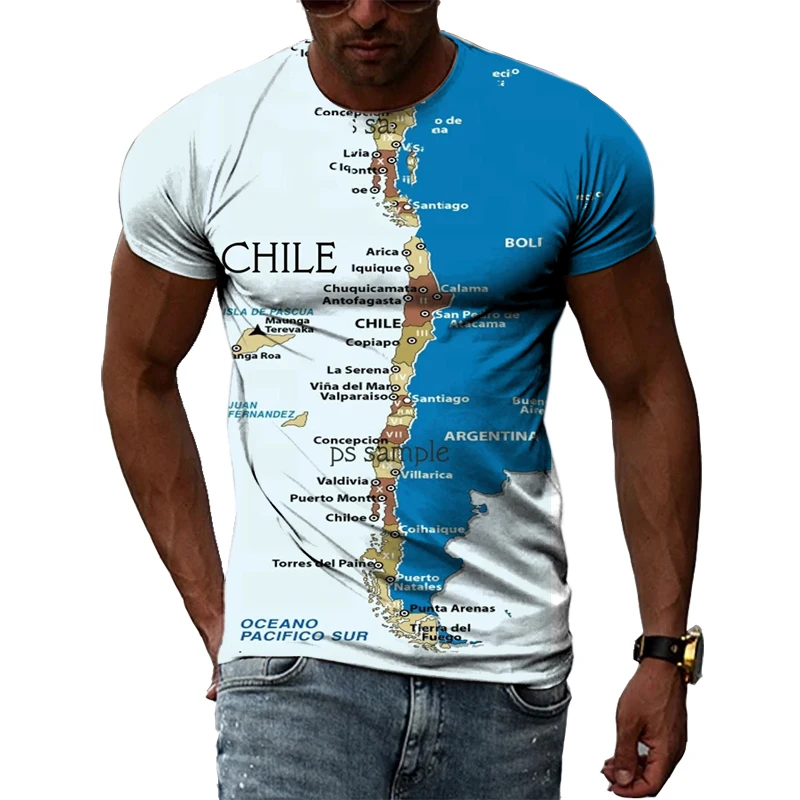 2024 Beautiful Country Chile Men T-shirts Sumemr Fashion Casual 3D Printed Short Sleeve Handsome Harajuku Tops