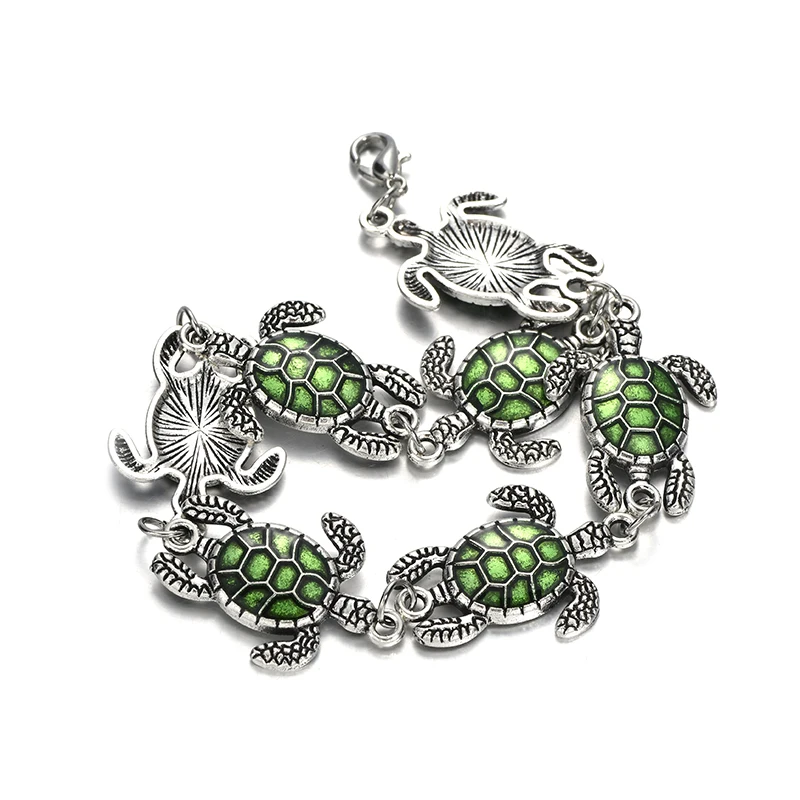 YEYULIN Fashion Silver Color Sea Turtle Charms Bracelet for Women Girls Adjustable Chain Bracelet Jewelry Gifts