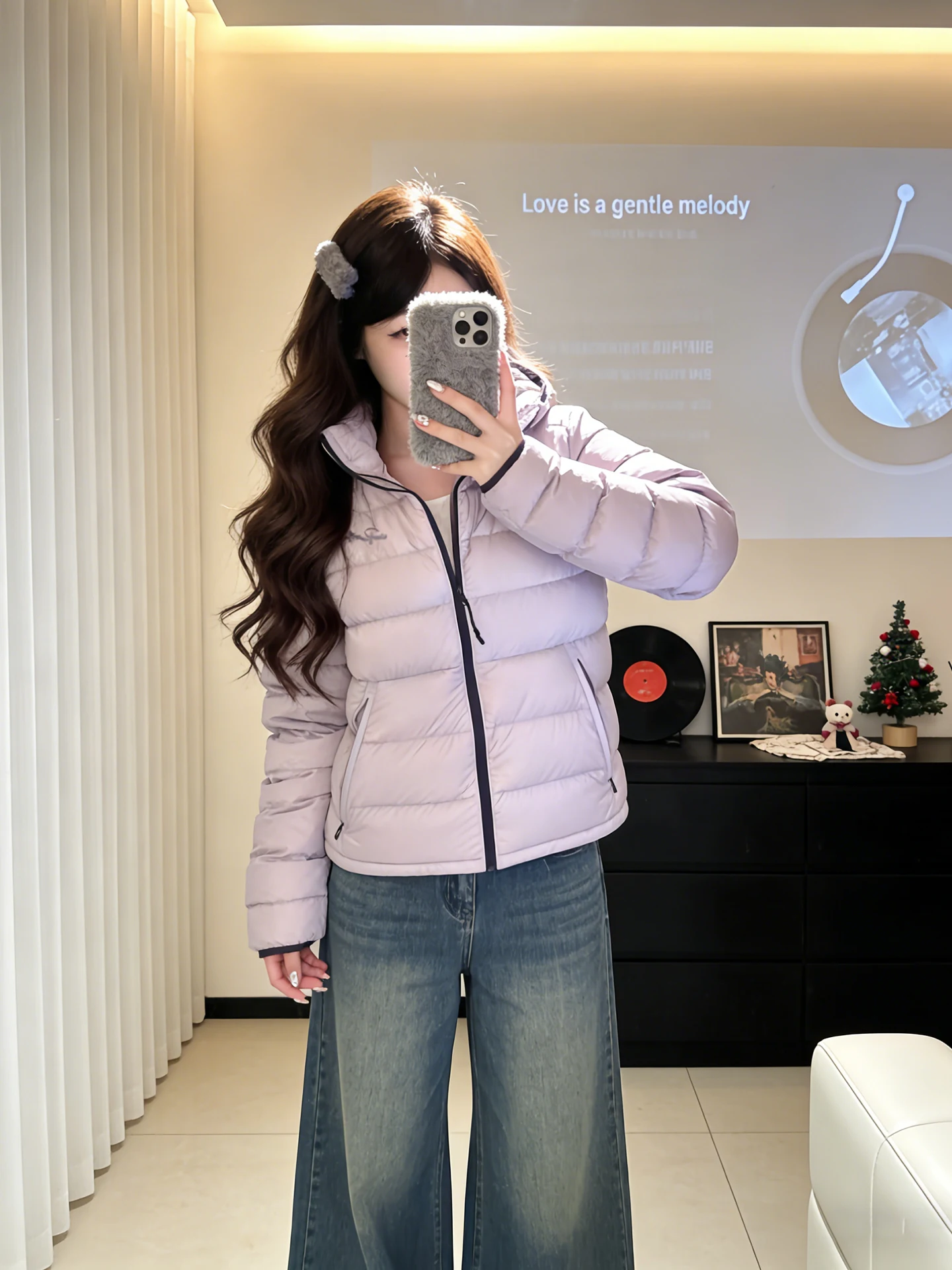 

Thiened American Retro Purple Color Blo Hooded Women's down Cotton Jaet Autumn Winter New Sle Small Size Warm Coat