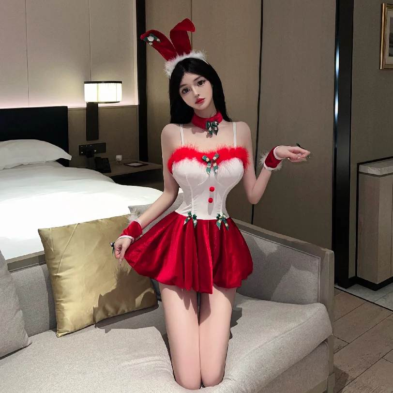 

Sexy Christmas Bunny Girl Costume Roleplay Underwear Adult Entertainment Costume Unisex Adult Size One Size Fits Most