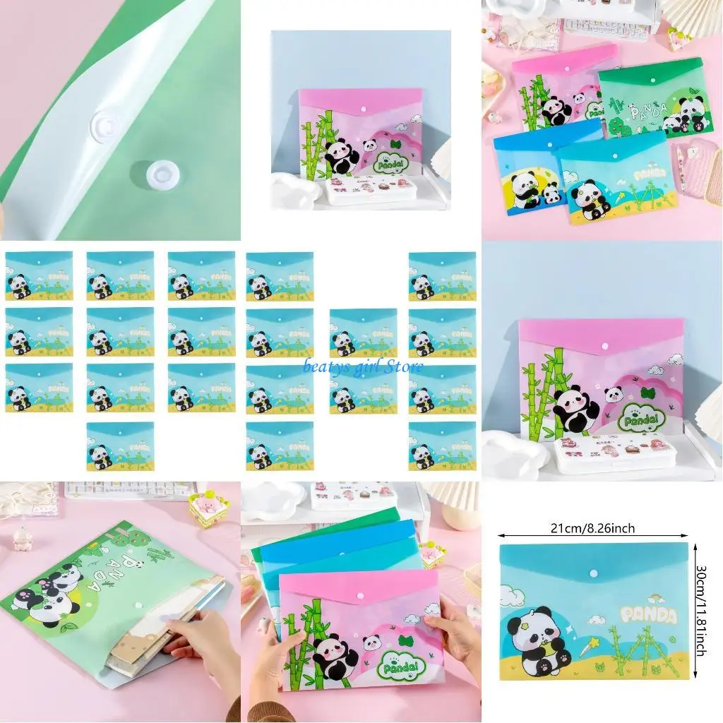 

C7AB 10Pcs Cartoon File Folder Letter Size Document Organizers Button Closure