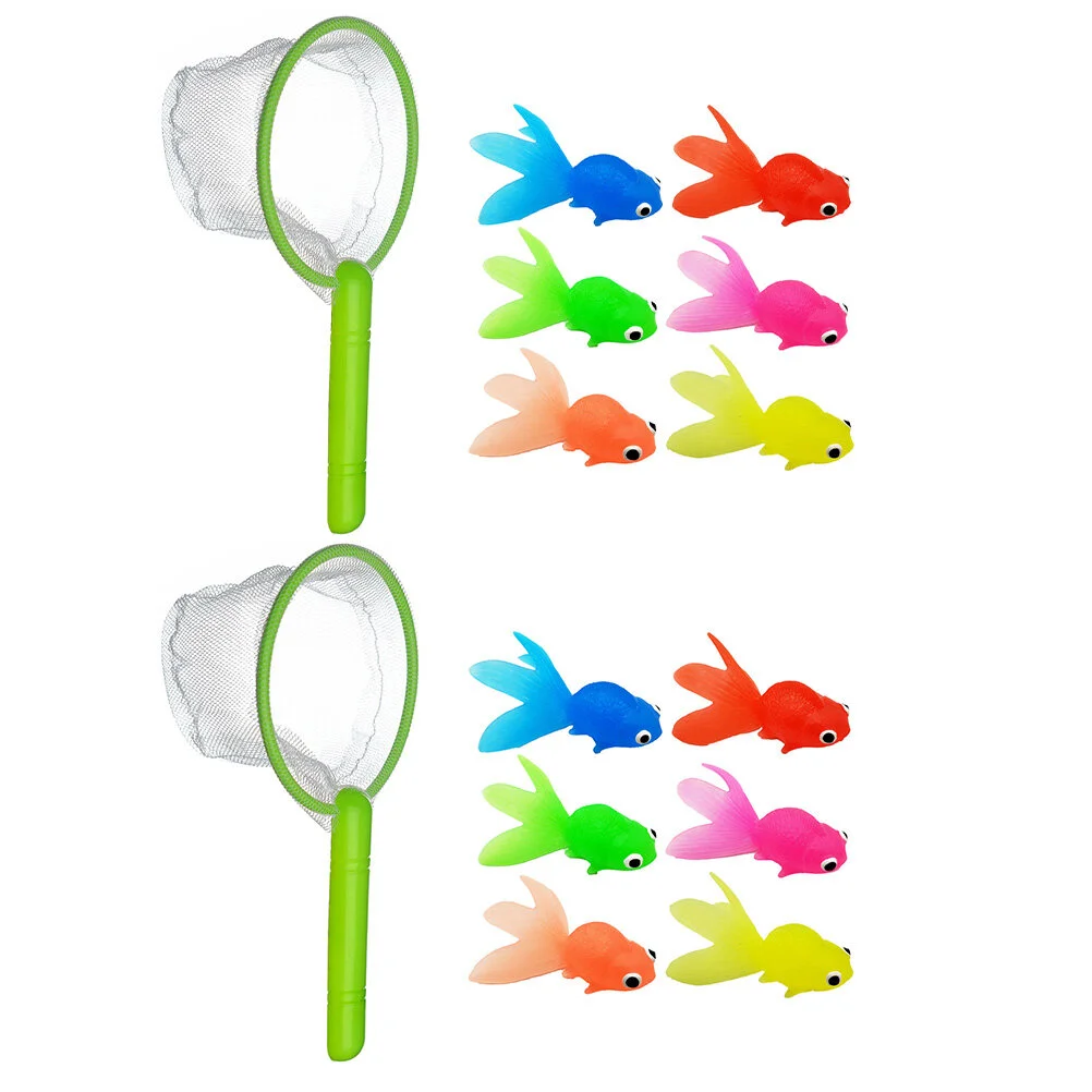 2 Sets Soft Rubber Goldfish Suit Kid Bath Toys TPR Fishing Aquarium Plastic Storage Kids Ornament Game Children Educational