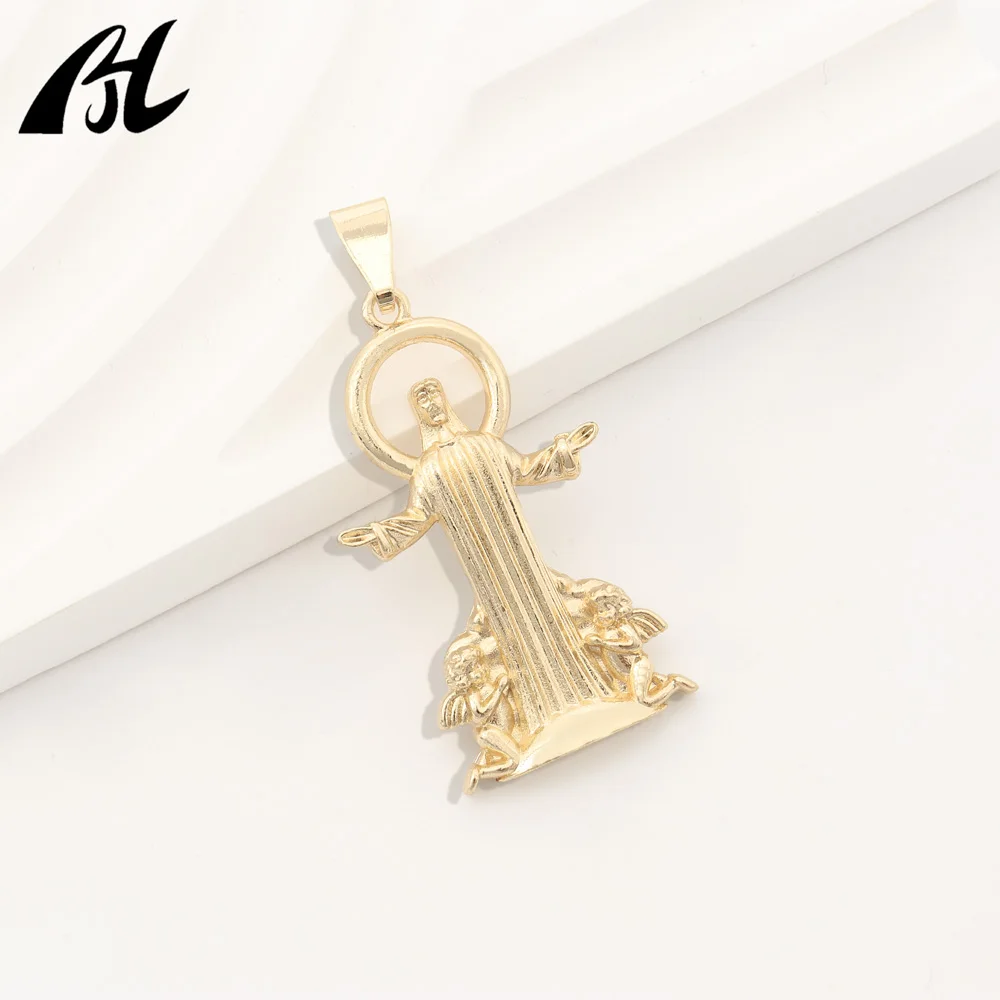 قلادة دينية جديدة الأكثر مبيعًا يسوع مطلية بالذهب عيار 14 قيراط #4