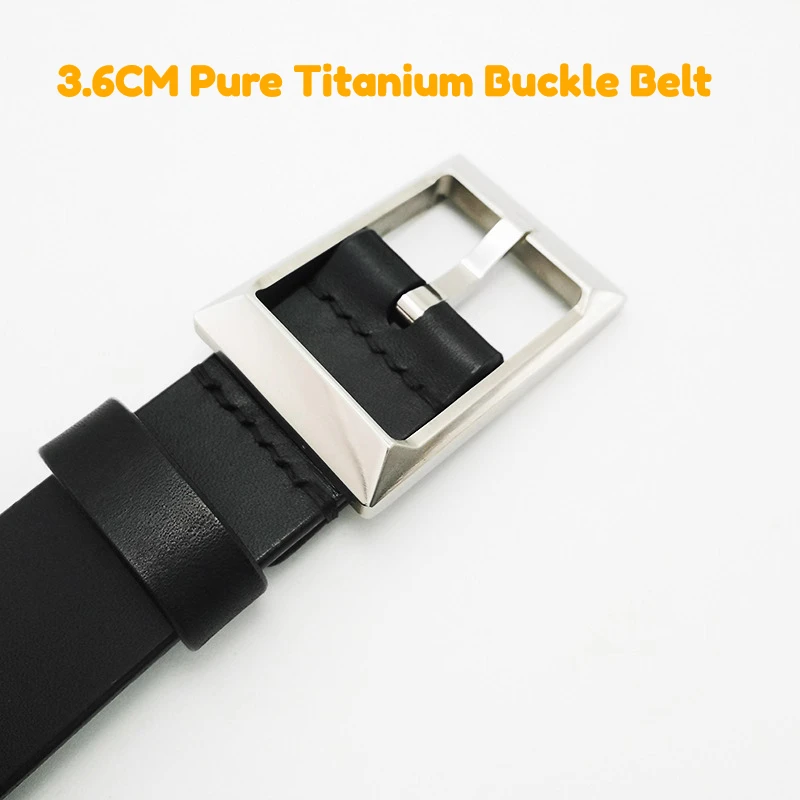 

3.6CM Width Pure Titanium Pin Buckle Belt Head Versatile Business Hand-Polished Buckle Men Head Layer Leather Anti-Allergy Belts