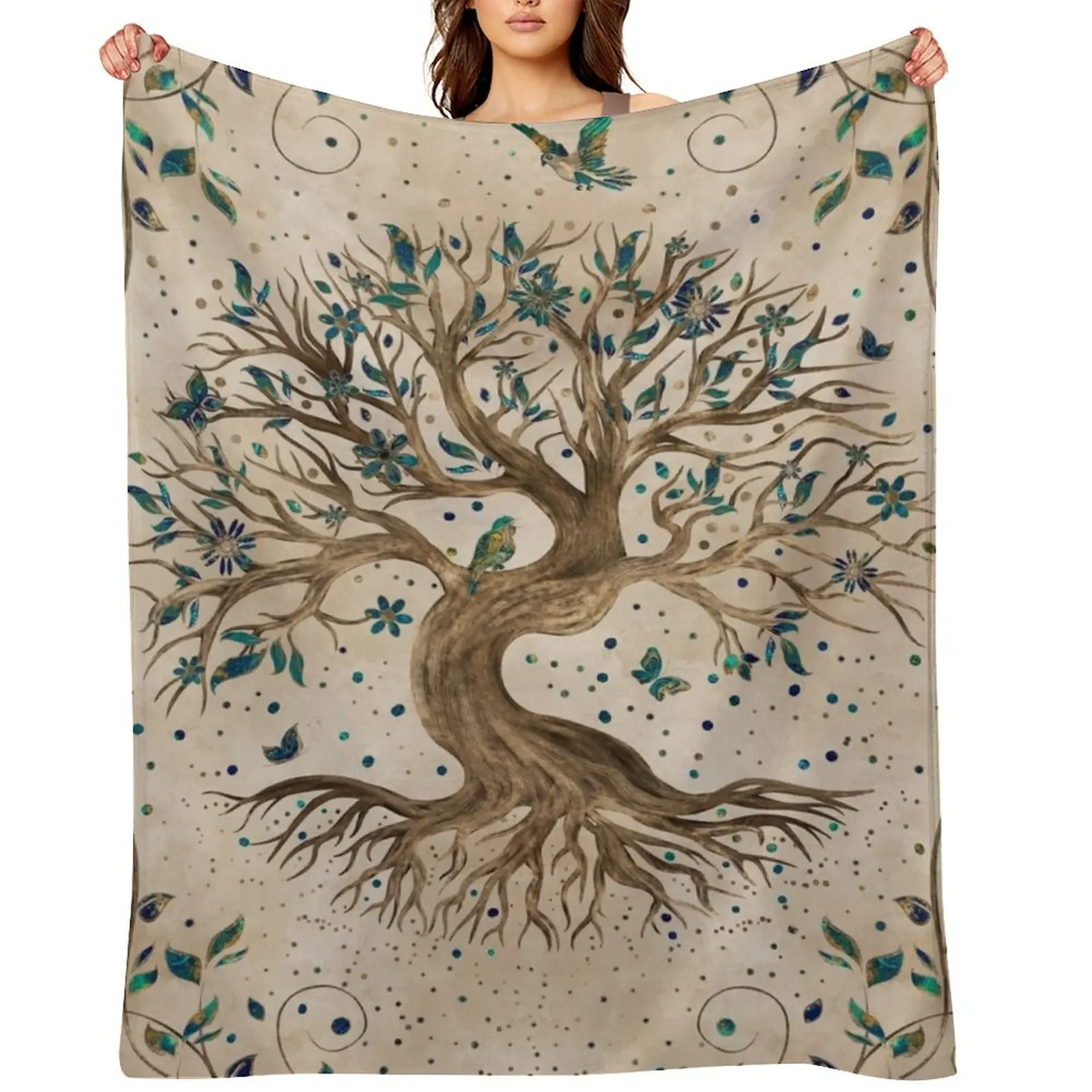 

Tree of Life - Yggdrasil Throw Blanket for winter Retros Blankets For Bed Plaid Blankets
