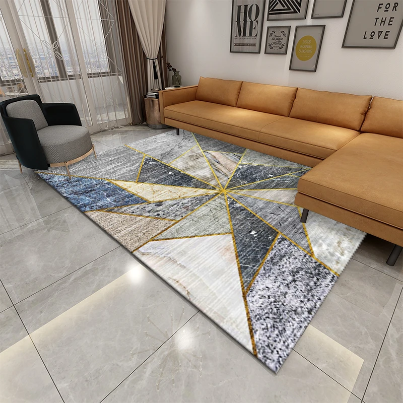 Bild 7: Moderner, luxuriöser, geometrischer, abstrakter Marmor-Teppich, Material, ästhetisches Design, umweltfreundlich, pflegeleicht, eleganter Wohnzimmerteppich