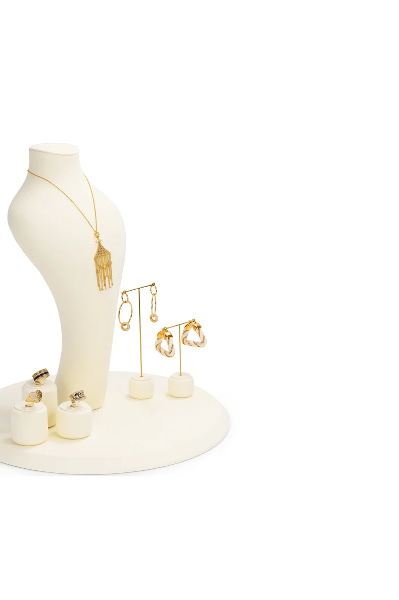 Oirlv Mikrofaser-Leder Schmuck-Präsentationsset Weißes Vitrinen-Organizer-Kit für Halsketten, Ringe, Ohrringe, Armbänder & Einzelhandel – Detail 8