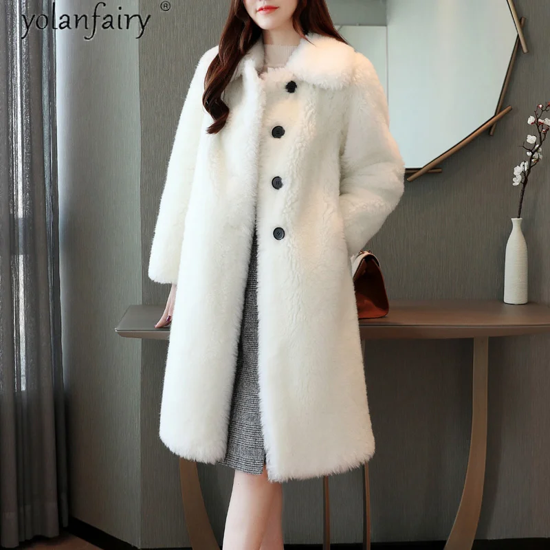 Pelz Echte Wolle Mantel Koreanische Weibliche Jacke Weiche Warme frauen Mäntel Herbst Winter Schafschur Jacken Manteau Femme 2023