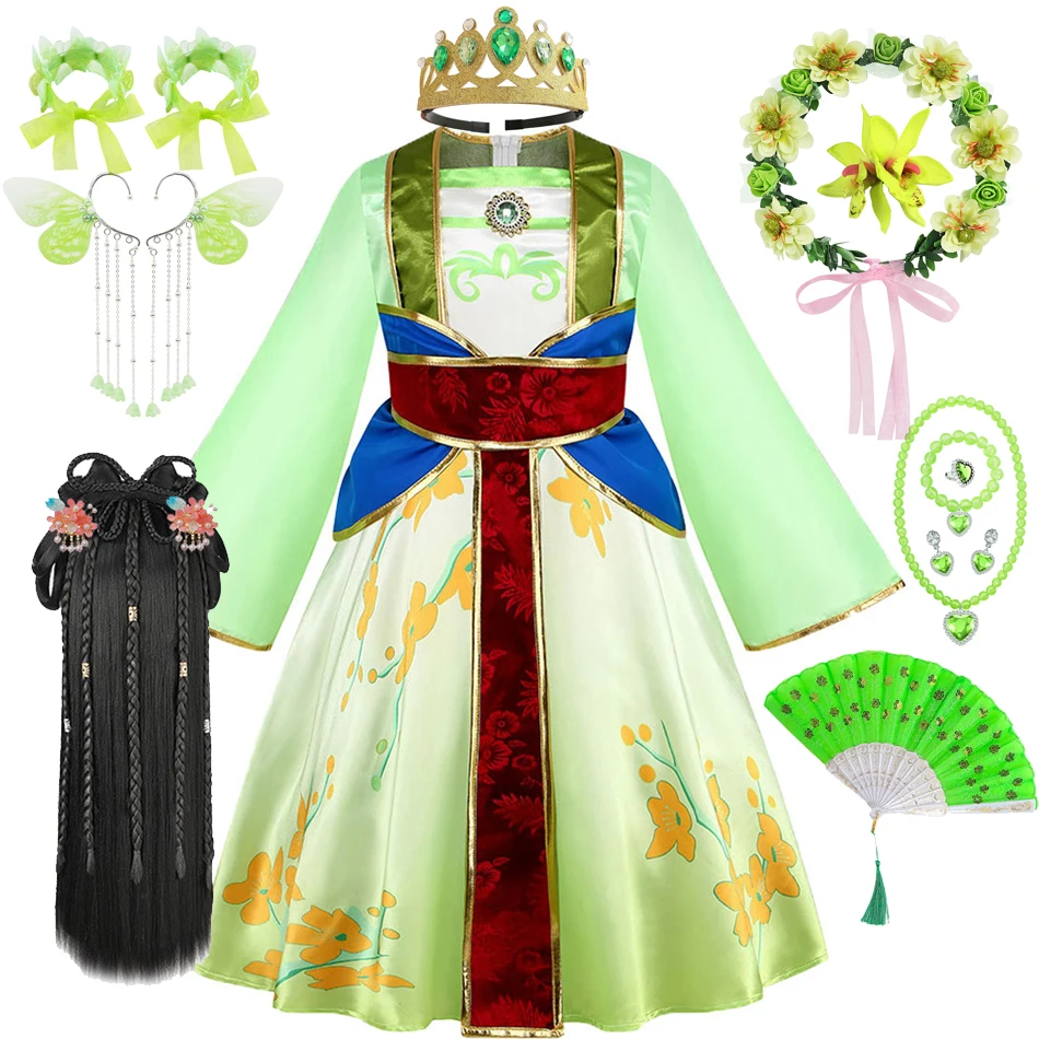 Kids Mulan Cosplay Princess Dress Girls Chinese Style Hanfu Traditional Costume Children Birthday Carnival Party Fairy Clothing