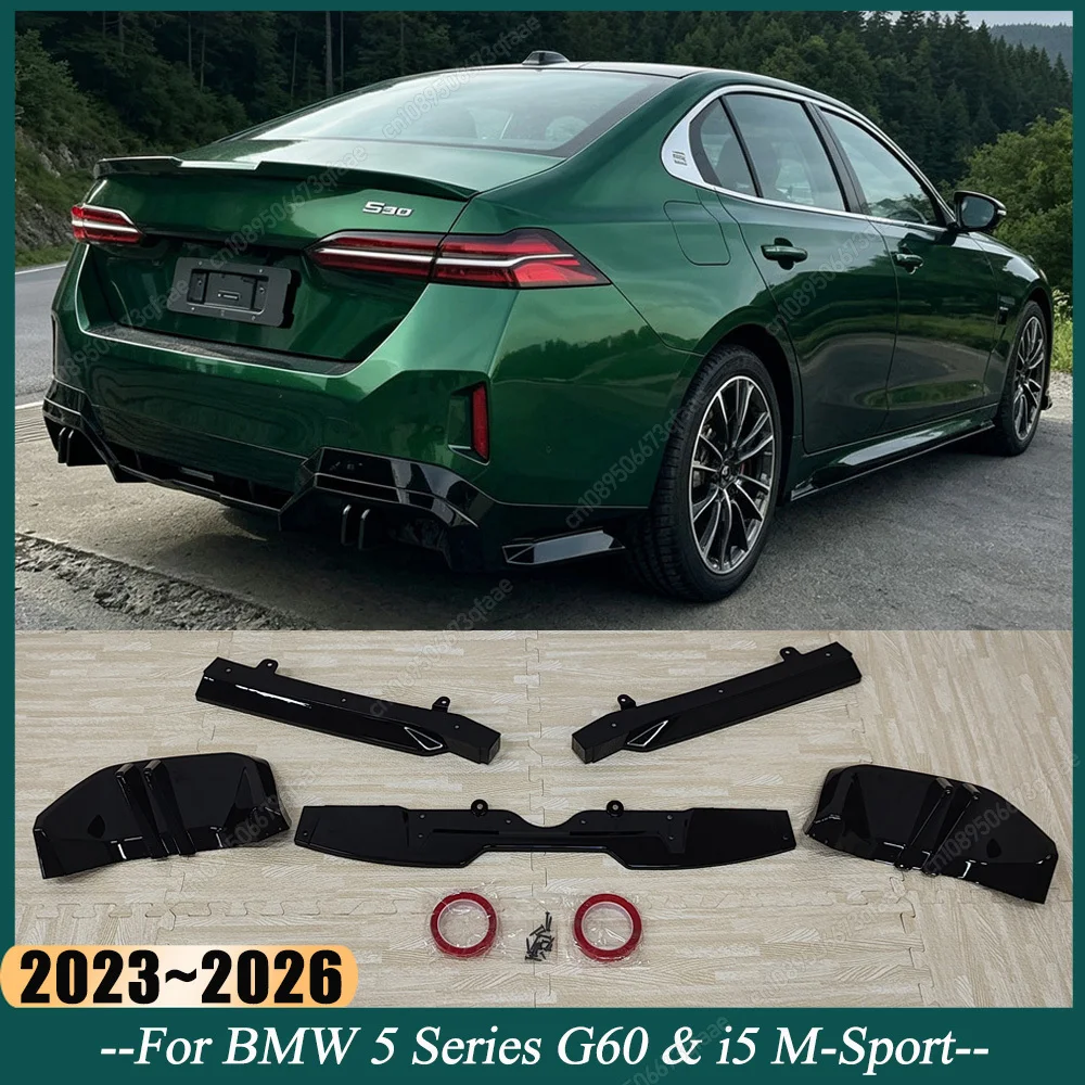 Car Rear Bumper Diffuser Lip Gloss Black Body Guard Kit Tuning For BMW 5 Series G60 520d 520i 530e 550e I5 M60 M-Sport 2023-2026