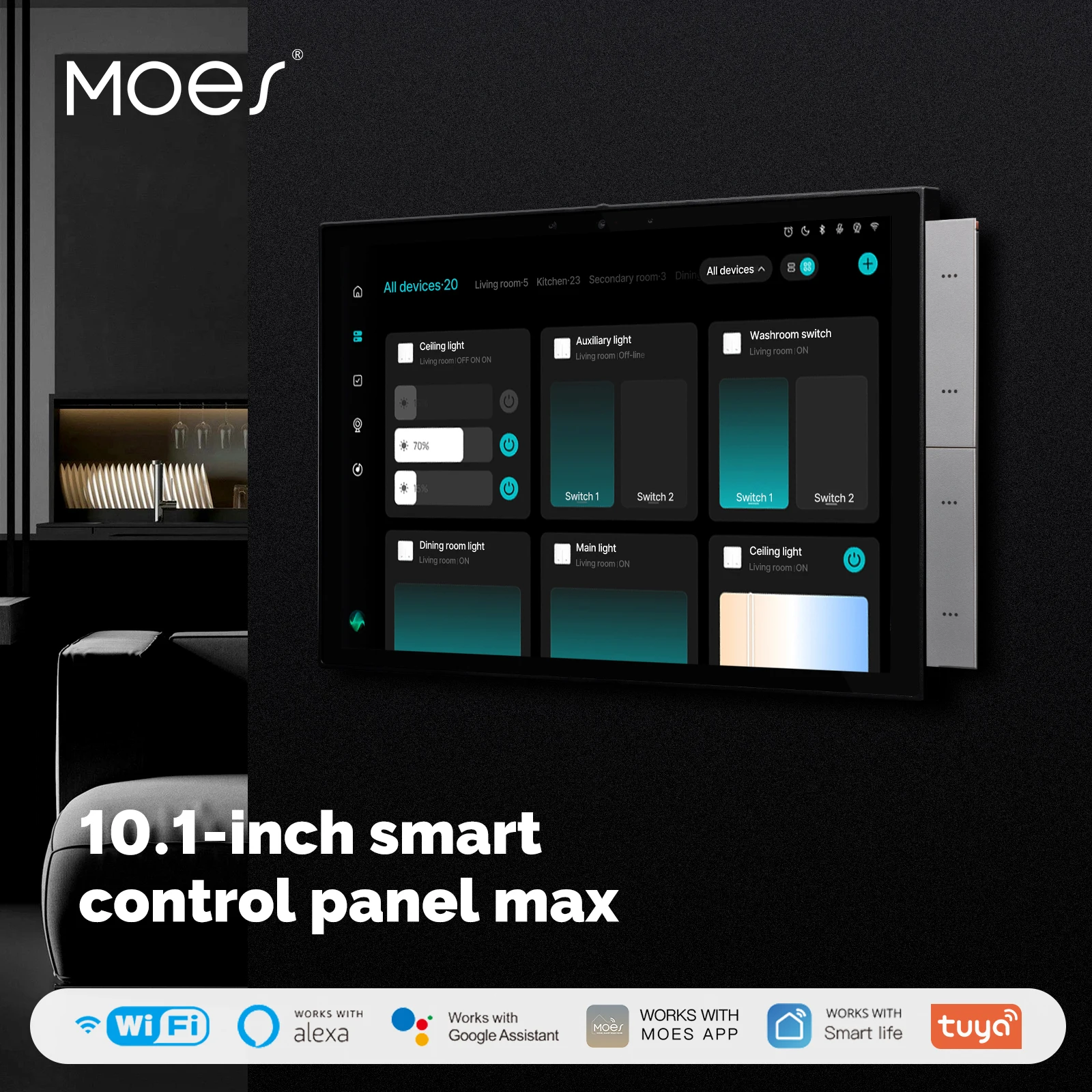 MOES Tuya Smart Home Control Panel Max 10.1 Inch Screen With Bluetooth Zigbee Gateway Built-in Building Intercom Compatible