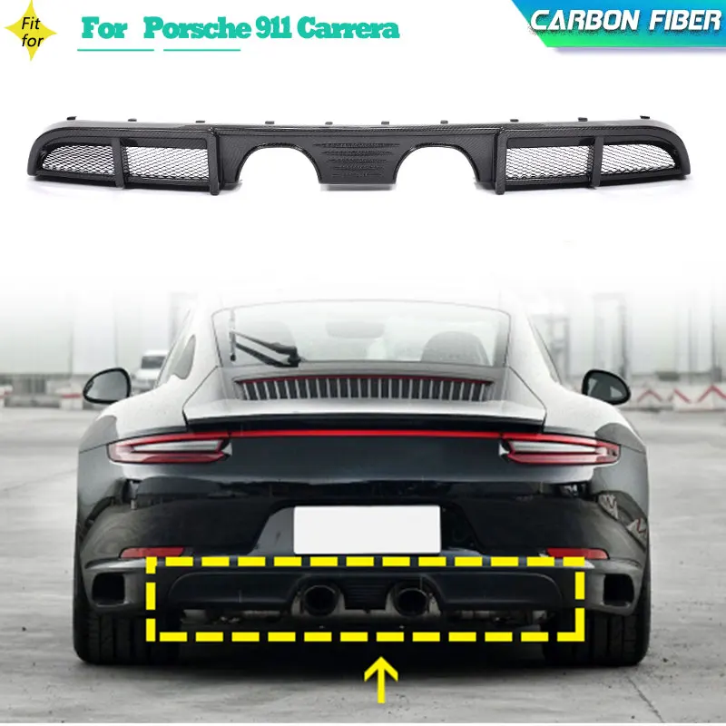 

Carbon Fiber Car Rear Bumper Diffuser Lip Spoiler for Porsche 911 Carrera 2-Door 2017 Racing Rear Diffuser Lip Apron Body Kit