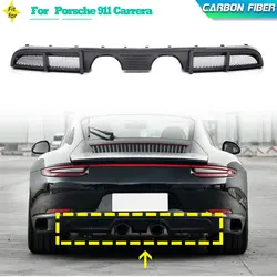 Carbon Fiber Car Rear Bumper Diffuser Lip Spoiler for Porsche 911 Carrera 2-Door 2017 Racing Rear Diffuser Lip Apron Body Kit