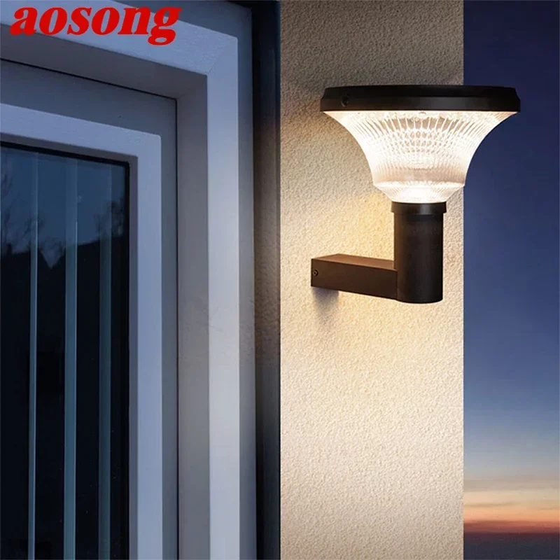 

AOSONG Contemporary Solar Outdoor Wall Lamps Simplicity Waterproof Creative Balcony Hallway Courtyard Villa Gate Hotel