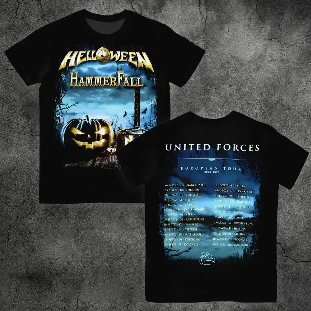 Heavy Metal Rock Band Helloween Printed T-shirt Street Hip-hop Oversized Men's Tee Trendy Vintage Style Unisex Clothing