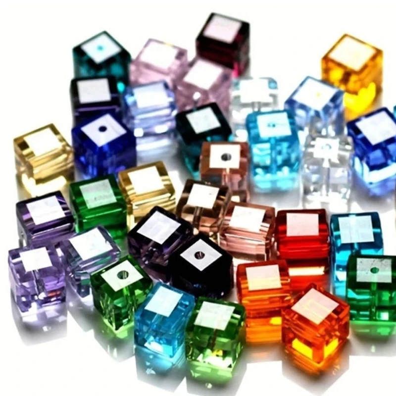 20pcs 8mm multi-faceted crystal glass beads square sugar beads hand DIY jewelry accessories