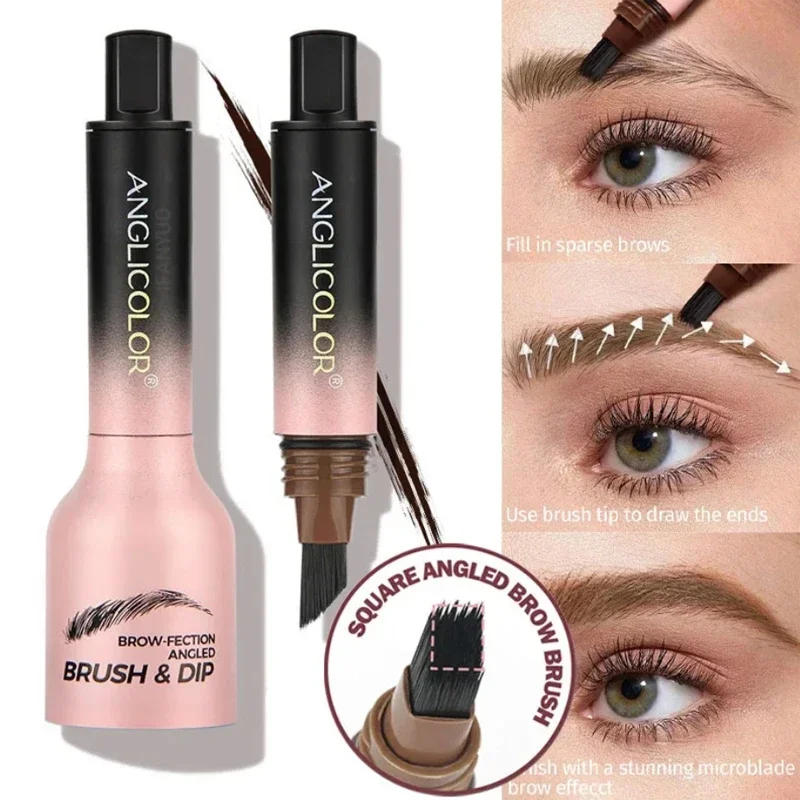 ﻿  Liquid Microblading Eyebrow Pen,Square Angled Eyebrow Brush Hair-Like Strokes Easy To Color Brow Shaping Outlining Filling