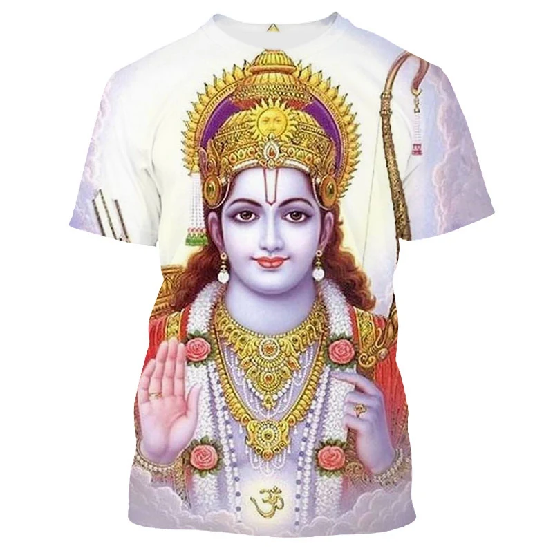 Jumeast 3D Hindu Maintain God Vishnu Printed Men T Shirt Oversized Casual Harajuku Fashion T-shirts Vintage YK2 T-shirty Clothes