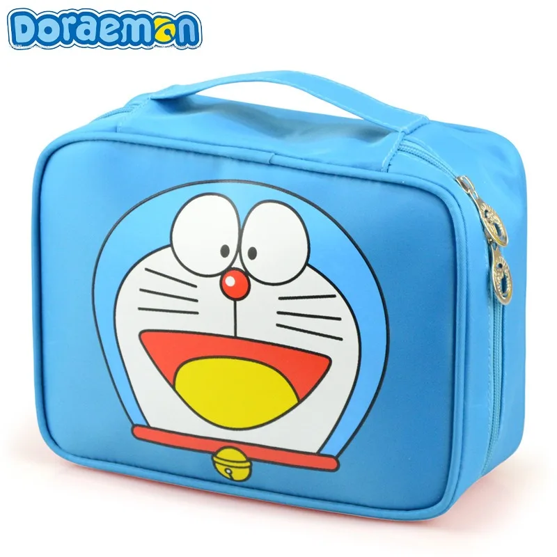 

New Style Cartoon Cute Doraemon Cosmetic Toiletry Storage Bag Travel Oxford Cloth Handbag New Girl Cartoon Make Up Storage Bag