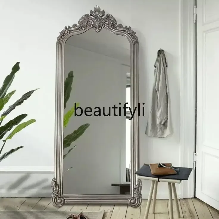 

French retro, floor-to-ceiling mirror, bedroom dressing, wall-mounted fitting mirror, wall changing mirror CQY