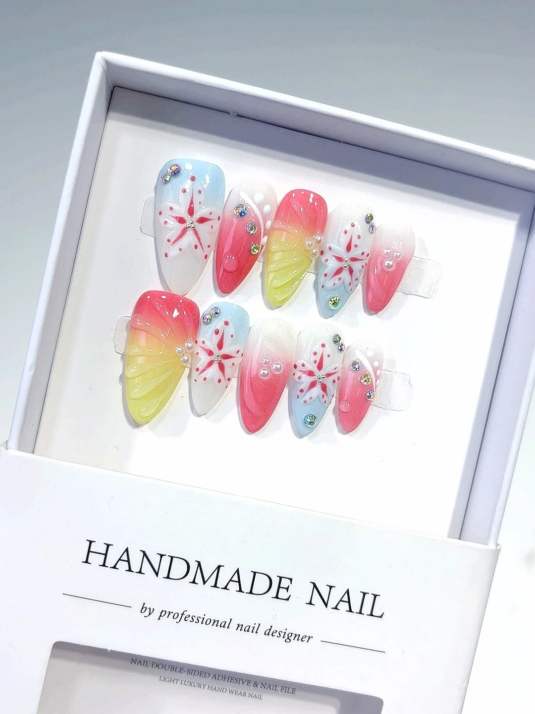 

Градиентный цвет, трехмерный цветок, сладкий новый модный носимый дизайн ногтей (D460)