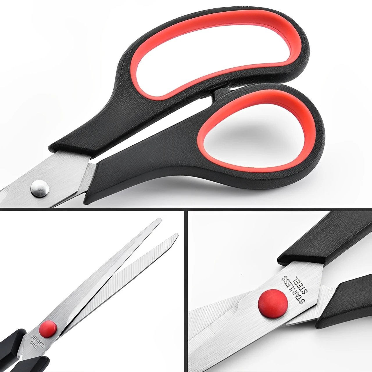 Stainless Steel Scissors,Office Scissors with Comfortable Rubber and Plastic Material Grip Multipurpose Home Scissors Hand Tools