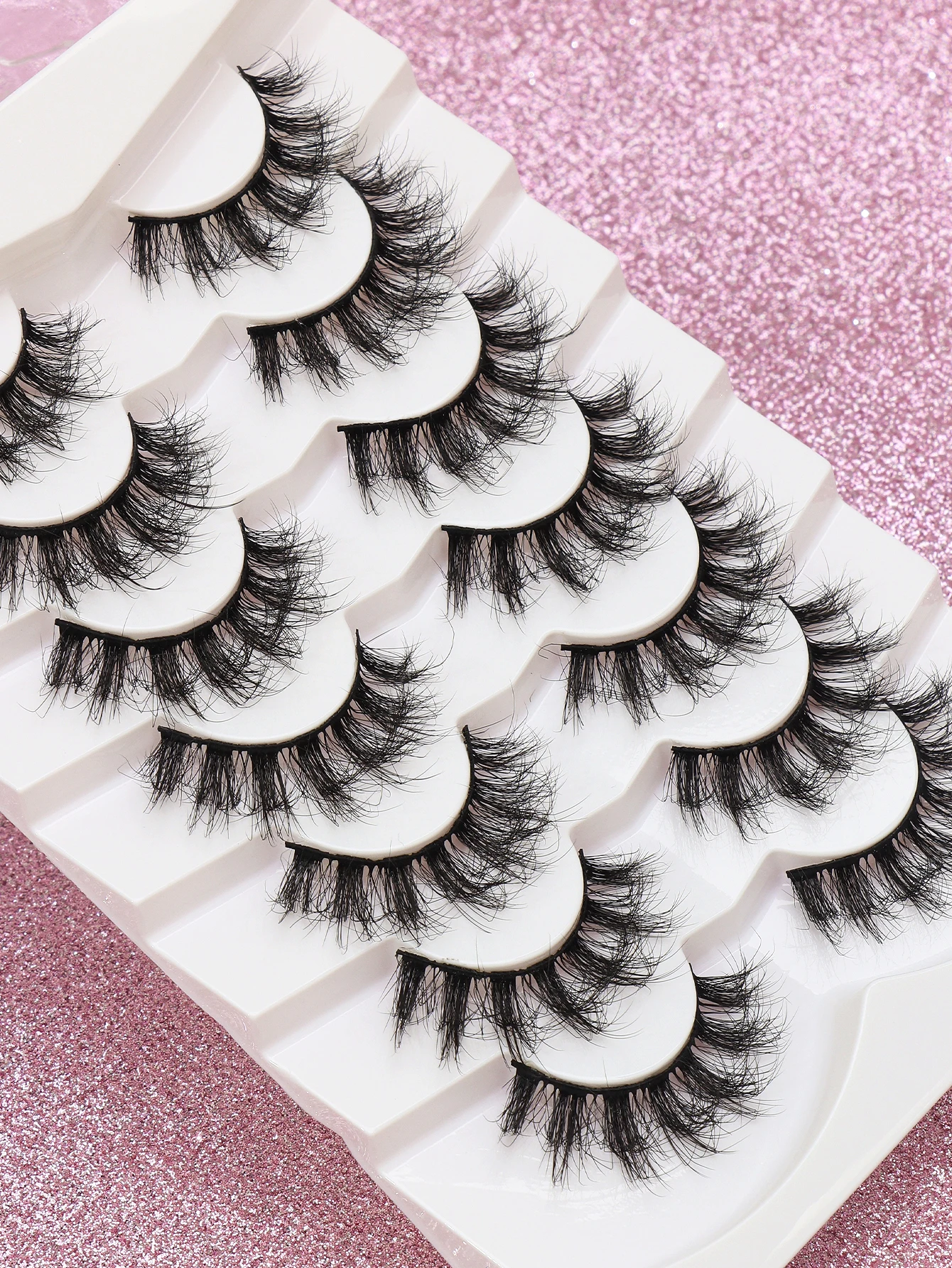 7 pairs of natural cat eye false eyelashes, fluffy and soft, thick 3D mink fur eyelashes, slender and lightweight, multi-layer eyelashes, short thick false eyelashes, bulk false eyelashes, cosmetic products