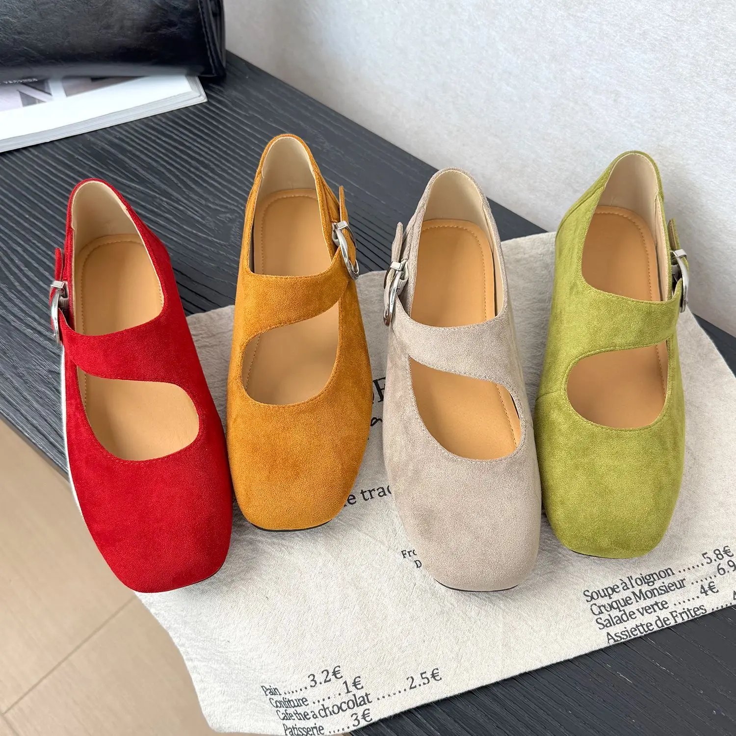 Retro Flat Bottom Mary Jane Shoes Women's Summer New Soft Bottom Ballet Style Casual Slip-On Fashionable Flat Footwear
